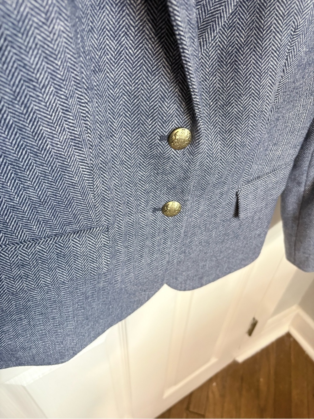 J.Crew Factory Herringbone Wool Blend Schoolboy Blazer Blue Size 4 - Picture 6 of 12